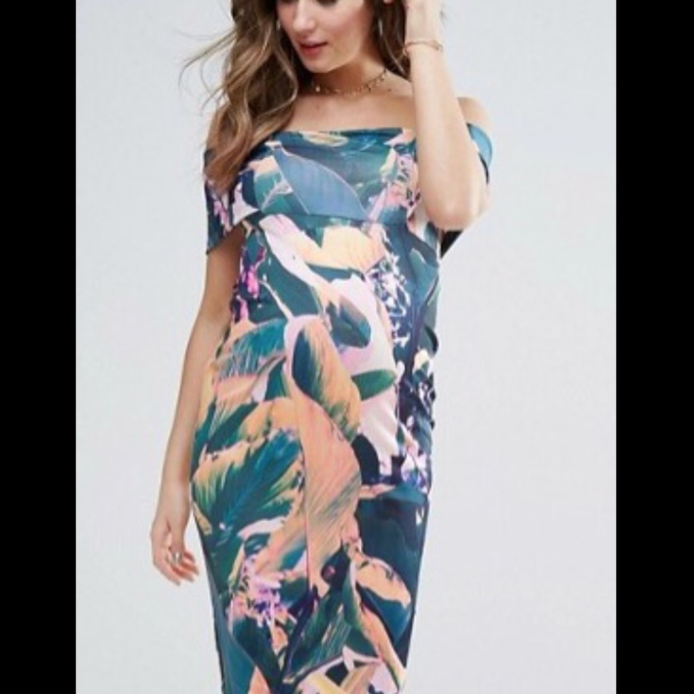 Asos maternity bodycon off the shoulder dress